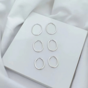 Trio de Argolas Oval Fio Quadrado